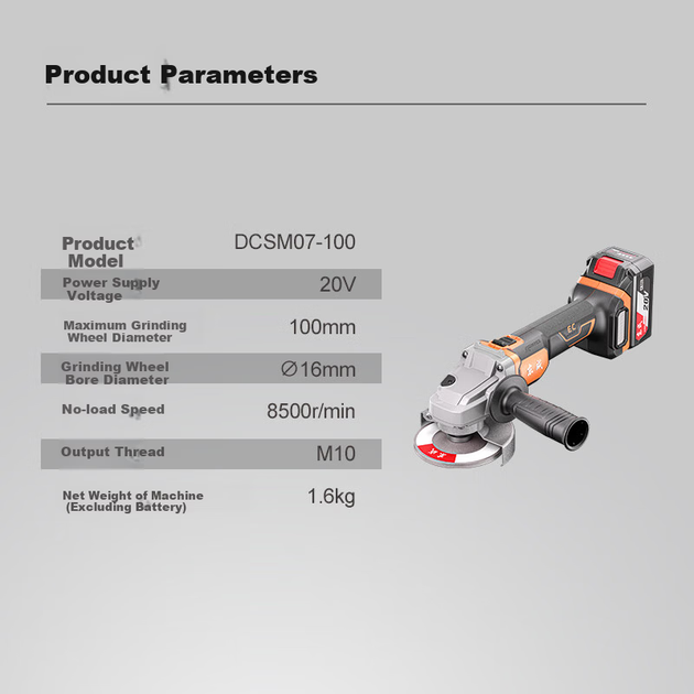 Болгарка Dongcheng 20V бесщеточная аккумуляторная 4.0Ah DCSM07-100BM - изображение 7