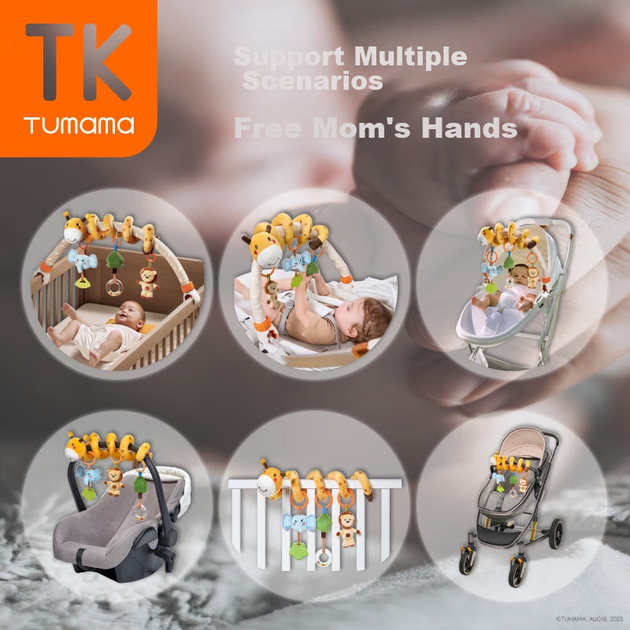 Подвесной колокольчик для детской кроватки Tumama Kids, погремушка для новорожденных, подвесной кулон для коляски или колыбели, погремушка двойного назначения для автомобиля или кроватки. - изображение 4