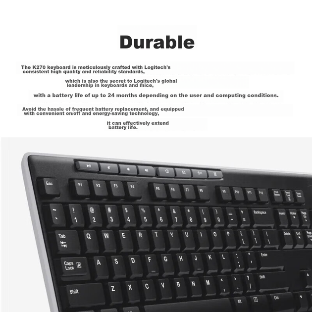 Клавиатура беспроводная Logitech K270 Wireless Black - Фото 7 Клавиатура беспроводная Logitech K270 Wireless Black - изображение 7