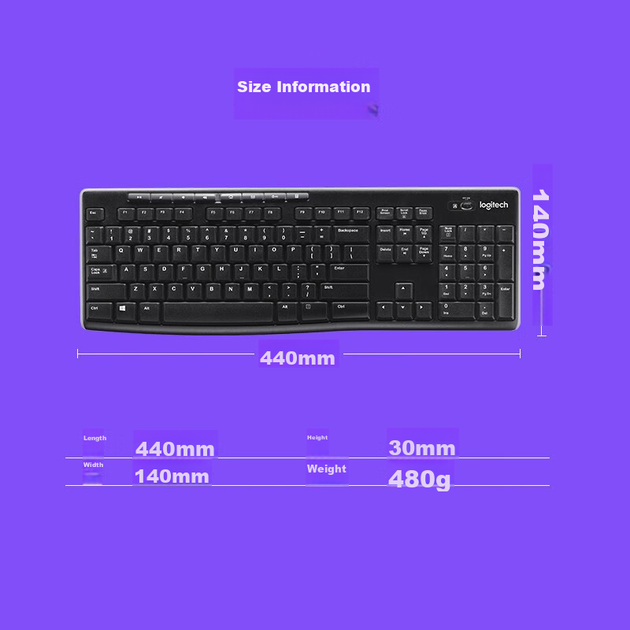 Клавиатура беспроводная Logitech K270 Wireless Black - Фото 10 Клавиатура беспроводная Logitech K270 Wireless Black - изображение 10