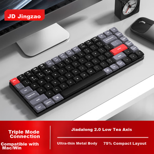 Клавиатура беспроводная JD K3Max Gateron Brown Wireless/Bluetooth/USB Space Grey - Фото 2 Клавиатура беспроводная JD K3Max Gateron Brown Wireless/Bluetooth/USB Space Grey - изображение 2