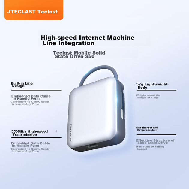 SSD диск Teclast S50 1TB Type-C (TB1TBS50) External Grey - изображение 3