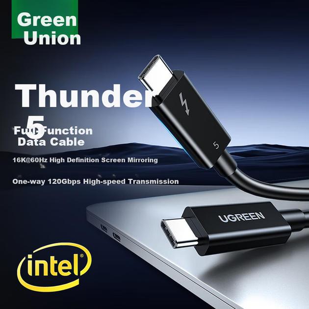Кабель UGREEN Thunderbolt 5 сертифікований Intel, USB4, PD 240 Вт, Type-C, для 16K - зображення 11