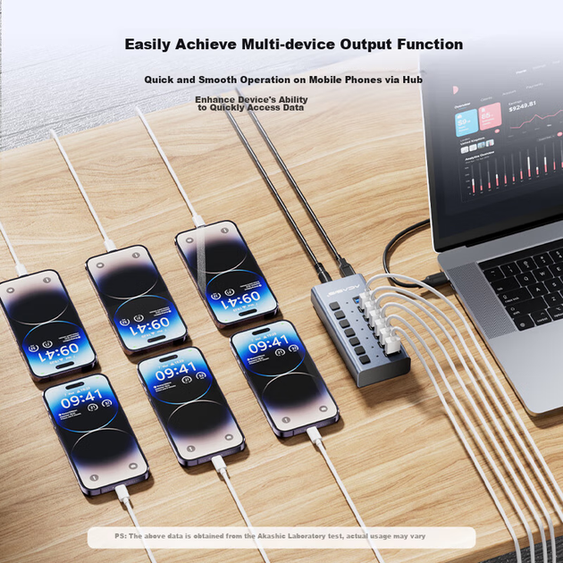 Хаб USB Acasis 3.1, 7-портовый, для Apple Mac, модель HS-707MG, 10 Гбит/с - изображение 9