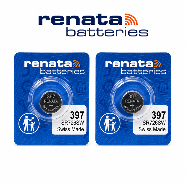 Батарейка Renata 397 (SR726SW / SR59 / 726) Silver Oxide 1.55V для часов, Швейцария, 2 шт. - изображение 2