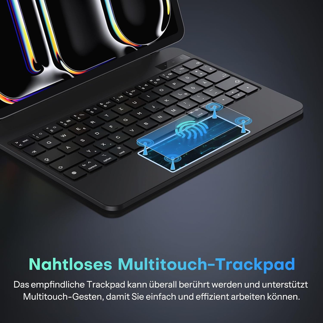 Чехол-клавиатура OMOTON Magic Keyboard для iPad Pro 11 M4 (2024) беспроводная с подсветкой и трекпадом Black - Фото 6 Чехол-клавиатура OMOTON Magic Keyboard для iPad Pro 11 M4 (2024) беспроводная с подсветкой и трекпадом Black - изображение 6