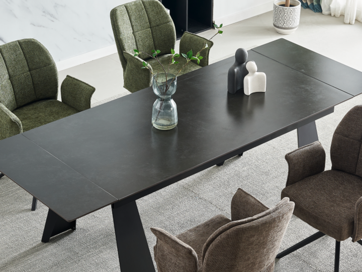 Стол ARNOLD CERAMIC 180(240)*90 Wic dark grey мат/черный каркас - Фото 3 Стол ARNOLD CERAMIC 180(240)*90 Wic dark grey мат/черный каркас - изображение 3