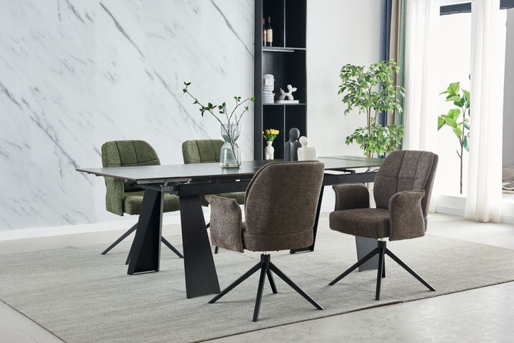 Стол ARNOLD CERAMIC 180(240)*90 Wic dark grey мат/черный каркас - Фото 5 Стол ARNOLD CERAMIC 180(240)*90 Wic dark grey мат/черный каркас - изображение 5