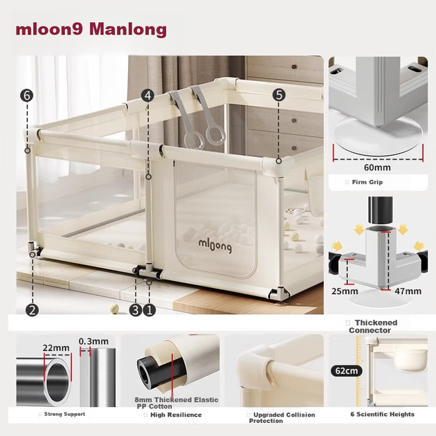 Детский игровой манеж Manlong, коврик для ползания, защитный игровой коврик для детской игровой зоны, ограждение 1,8*1,5 м - зображення 5