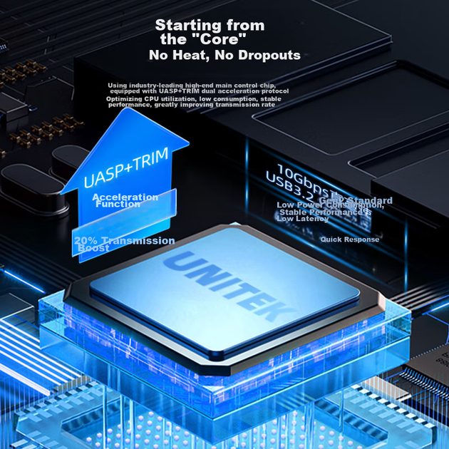 Корпус для SSD UNITEK S241B M.2 NVMe Type-C/USB, портативный - изображение 6