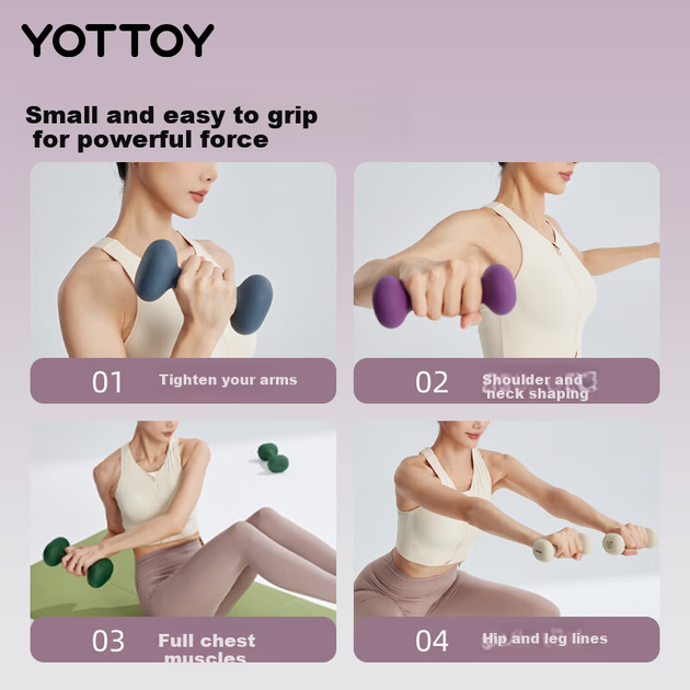 Гантели Yottoy High-End с покрытием из резины для мужчин и женщин, для домашнего фитнеса, для формирования мышц, из цельного чугуна, розово-фиолетовые, весом 3 фунта. - изображение 10