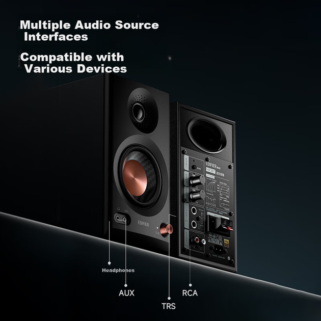 Колонка Bluetooth EDIFIER MR3BT 2.0 HIFI, для ПК та ТВ, настільна, чорна - зображення 8