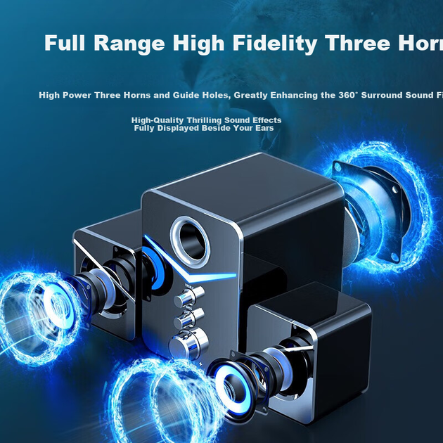 Компьютерные колонки Saida SADA 2.1 Bluetooth для телефона, мультимедиа, дома, настольного компьютера, ноутбука, игр, онлайн-уроков, миниатюрный сабвуфер D-221 - изображение 5