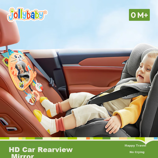 Подвеска Jollybaby для автокресла с зеркалом, игрушка, кошечка - изображение 4