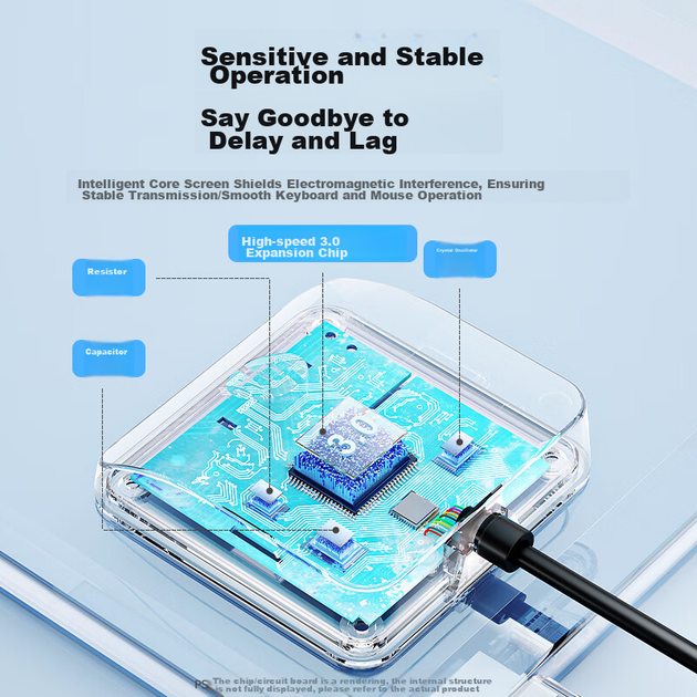 Док-станція HP USB Hub Splitter, високошвидкісний USB-подовжувач 3.0 з одним портом та кількома портами, USB-кабель-подовжувач, адаптер-конвертер для ноутбука, док-станція розширення для робочого столу, 0,5 м - изображение 8