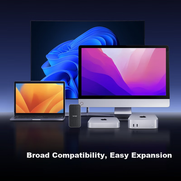 Корпус для жорсткого диска Lexar E750 USB4, 40 Гбіт/с Thunderbolt 4, тиха передача даних з охолодженням, портативний корпус для жорсткого диска M.2 NVMe для зовнішнього SSD-накопичувача, сумісний з Apple Mac Mini - Фото 9 Корпус для жорсткого диска Lexar E750 USB4, 40 Гбіт/с Thunderbolt 4, тиха передача даних з охолодженням, портативний корпус для жорсткого диска M.2 NVMe для зовнішнього SSD-накопичувача, сумісний з Apple Mac Mini - зображення 9