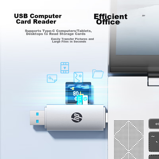 Устройство для чтения карт памяти HP Type-C, SD-карт, TF-карт, высокоскоростная передача данных 3.0, поддержка обмена данными, совместимо с телефонами, компьютерами и планшетами Apple. - изображение 7