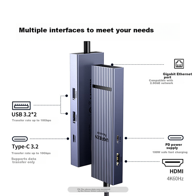 Док-станція UGREEN Type-C 3.2 з Ethernet 2.5G/HDMI 4K 60Hz, для MacBook/Huawei/Lenovo - зображення 4