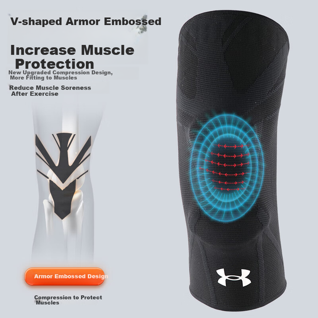 Наколінник Under Armour спортивний, для бігу та баскетболу, чорний, розмір L - зображення 5