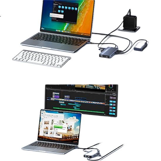 Розширювальна док-станція Acasis Type-C3.2, USB-C з двома HDMI-портами, чотириекранний дисплей, повнофункціональний відеопорт C 4K60Hz, 10G сумісний з Mac Thunderbolt DS-0203 - зображення 3