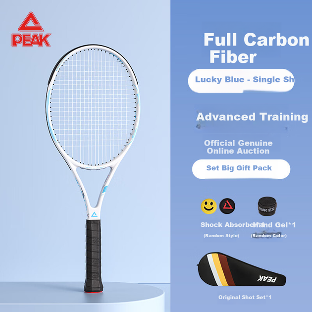 Теннисная ракетка PEAK Full Carbon для взрослых и студентов, профессиональная тренировочная ракетка, цвет Lucky Blue. - изображение 4
