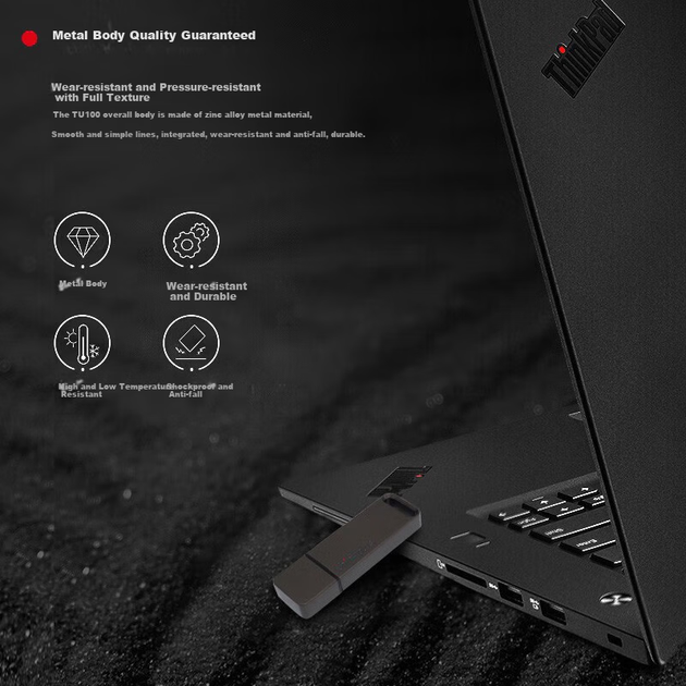 Флеш-накопичувач Thinkplus Lenovo 32 ГБ USB 3.1 Office Business, міні-портативний металевий флеш-накопичувач, серія TU100, сірий - зображення 4