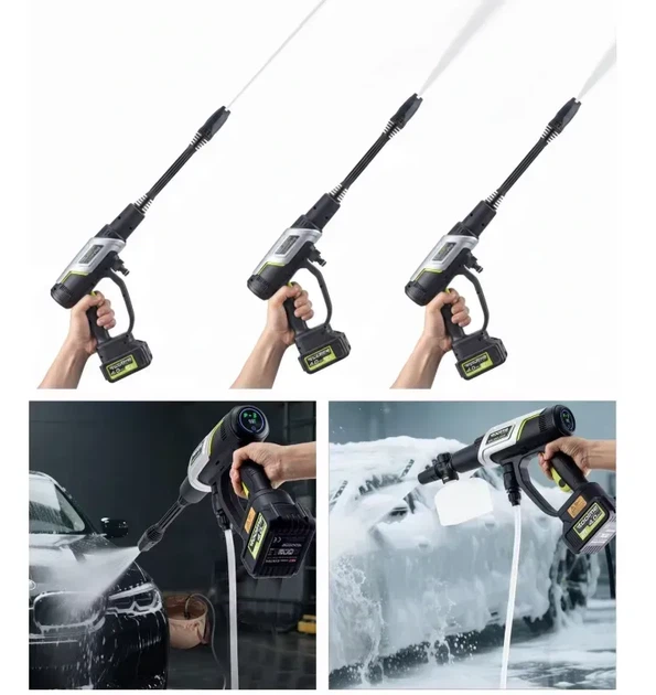 Акумуляторна мийка високого тиску Toolme TM280 PRO BRUSHLESS 450 Вт з алюмінієвою помпою, 2 АКБ 21В, піногенератор (Польща) - зображення 3