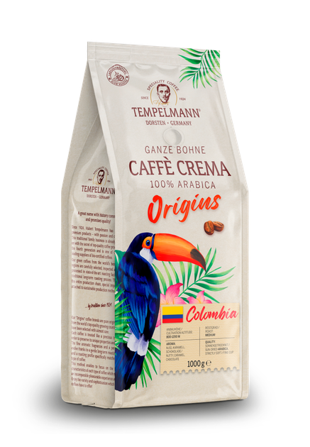 Кава в зернах Tempelmann Origins Colombia Crema 1 кг 4006406210988 - Фото 1 Кава в зернах Tempelmann Origins Colombia Crema 1 кг 4006406210988 - зображення 1