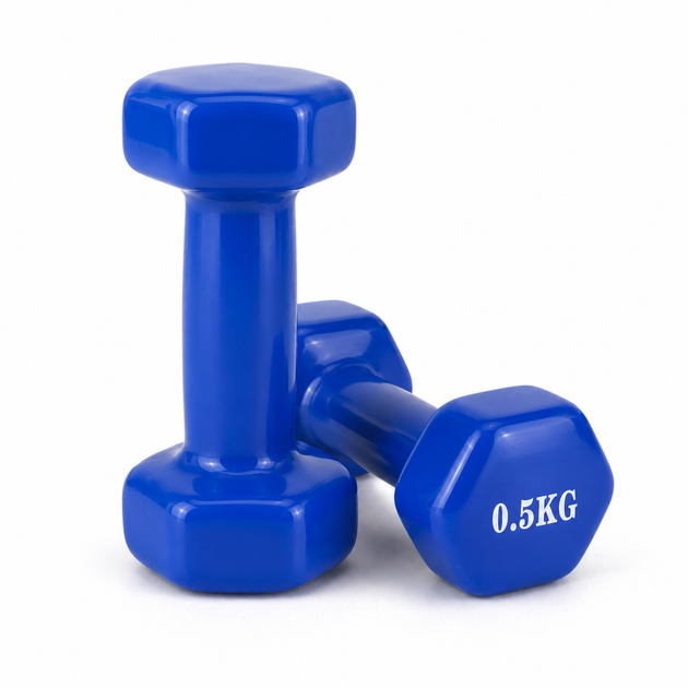 Набор гантель 7 кг с виниловым покрытием 0,5 кг, 1 кг, 2 кг Feel Fit по 2 штуки каждого веса - изображение 10