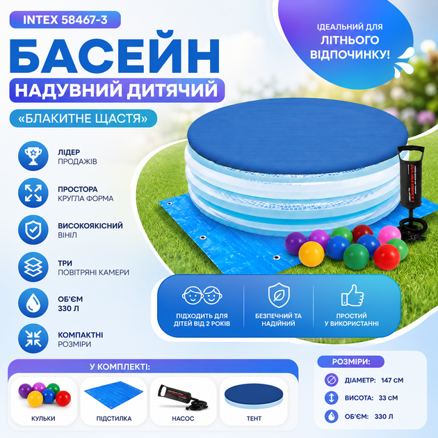 Детский надувной бассейн Intex 58467-3 «Голубое счастье» - изображение 4