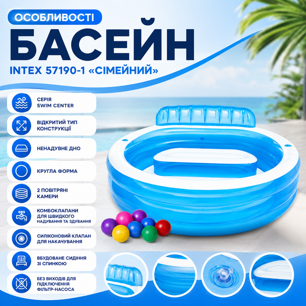 Детский надувной бассейн Intex 57190-1 «Семейный» - изображение 4