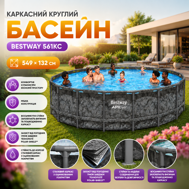 Каркасный круглый бассейн Bestway 561KC, 549×132 см - изображение 2
