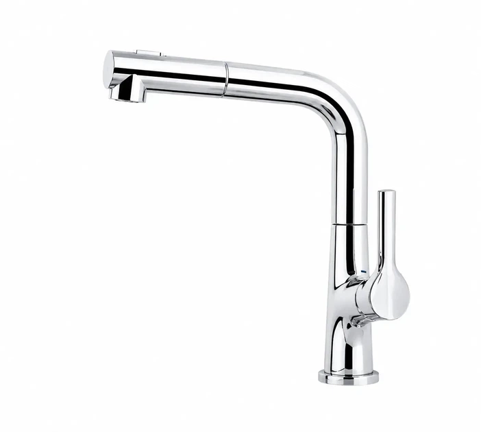 Кухонний змішувач Faucet CR-8428 з висувною лійкою та поворотом 360°. Змішувач для кухні з аератором хром. - зображення 5