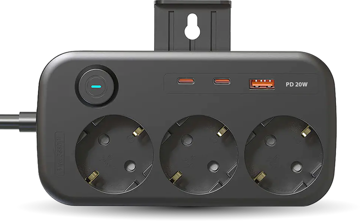 Мережевий фільтр Ultra PB70312 3 розетки 1 USB-А 2 USB-C 2.5 м - зображення 3