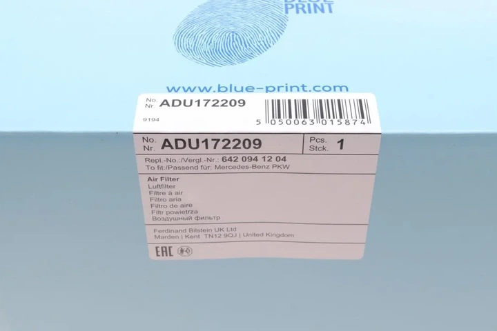 Повітряний фільтр BLUE PRINT ADU172209 Mercedes S-Class, CLS-Class, E-Class, M-Class, GL-Class, G-Class, C-Class, GLS-Class, GLK-Class, GLE-Class A6420942004, A64209419 - Фото 8 Повітряний фільтр BLUE PRINT ADU172209 Mercedes S-Class, CLS-Class, E-Class, M-Class, GL-Class, G-Class, C-Class, GLS-Class, GLK-Class, GLE-Class A6420942004, A64209419 - зображення 8