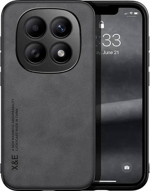 Кожаный чехол XnE Xiaomi Redmi Note 15 4G с металлической вставкой Black (44405-2B) - изображение 2