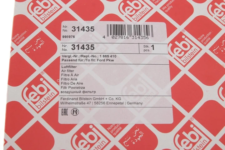 Повітряний фільтр FEBI 31435 Ford Mondeo 1665410, 93BB9601AB - зображення 6