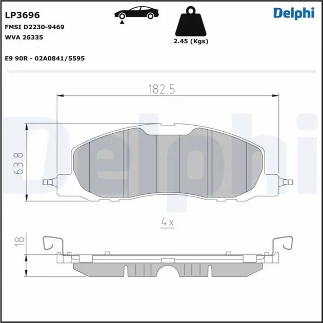 Комплект гальмівних колодок Delphi LP3696 Ford Explorer 2371248, 2375367, L1MC2001AG - Фото 1 Комплект гальмівних колодок Delphi LP3696 Ford Explorer 2371248, 2375367, L1MC2001AG - изображение 1