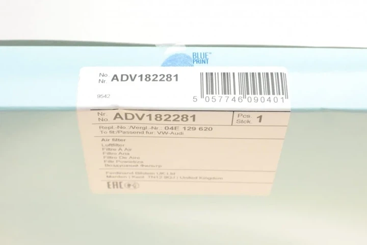Повітряний фільтр BLUE PRINT ADV182281 Skoda Octavia, Yeti, Superb; Audi A3, A1; Volkswagen Polo, Golf, Touran, Caddy, T-Roc, Scirocco, Tiguan; Seat Leon, Toledo, Ibiza L04E129620, L04E129620D, 04E129620 - Фото 5 Повітряний фільтр BLUE PRINT ADV182281 Skoda Octavia, Yeti, Superb; Audi A3, A1; Volkswagen Polo, Golf, Touran, Caddy, T-Roc, Scirocco, Tiguan; Seat Leon, Toledo, Ibiza L04E129620, L04E129620D, 04E129620 - изображение 5