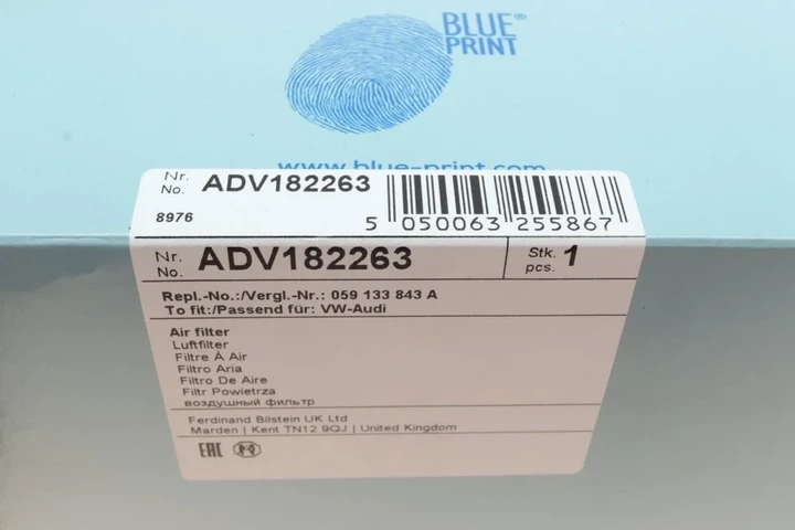 Повітряний фільтр BLUE PRINT ADV182263 Audi A6, Allroad, A4; Skoda Superb; Volkswagen Passat 059133843A, AY120NS048, 059133843 - изображение 5