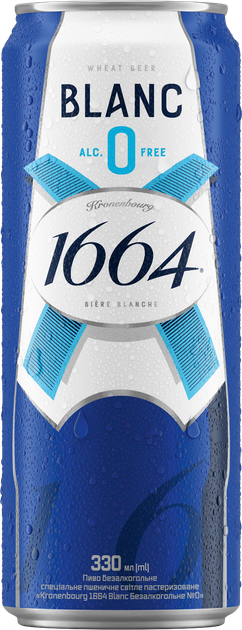 バクガン 680G 白青 Упаковка пива Kronenbourg 1664 Blanc світле фільтроване 0% 0.33 л