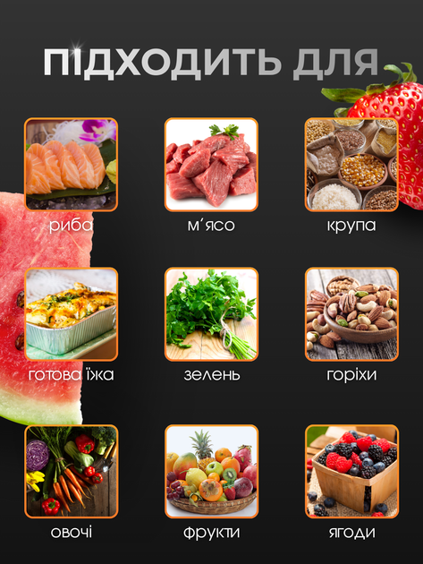 Вакууматор для продуктов вакуумный упаковщик бытовой запайщик с пакетами для вакуумирования упаковки хранения мяса рыбы еды сухих влажных продуктов зелени овощей домашний кухонный автоматический мощный прибор спайщик сварщик с дисплеем Hechpro АН54C5 - изображение 3