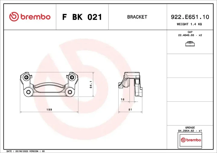 Скоба, супорт гальма BREMBO FBK021 Renault Master; Opel Movano 440013696R - изображение 2