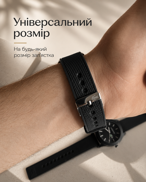 Мужские часы Lacoste черные спортивные наручные с силиконовым ремешком кварцевым механизмом и фирменным логотипом - изображение 3