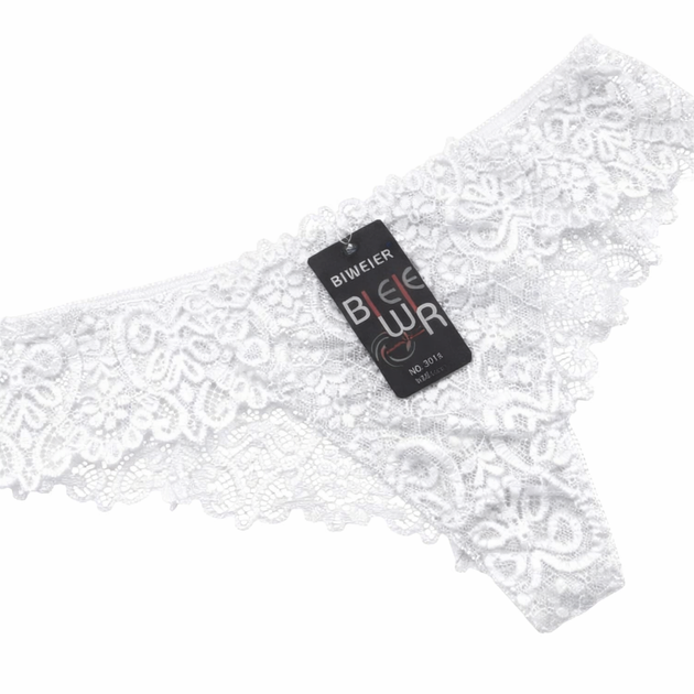 Кружевные трусики бразилиана 2XL белые Biweier 3014 - изображение 2