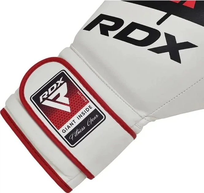 Боксерские перчатки RDX кожа 12 унций белый красный - изображение 3