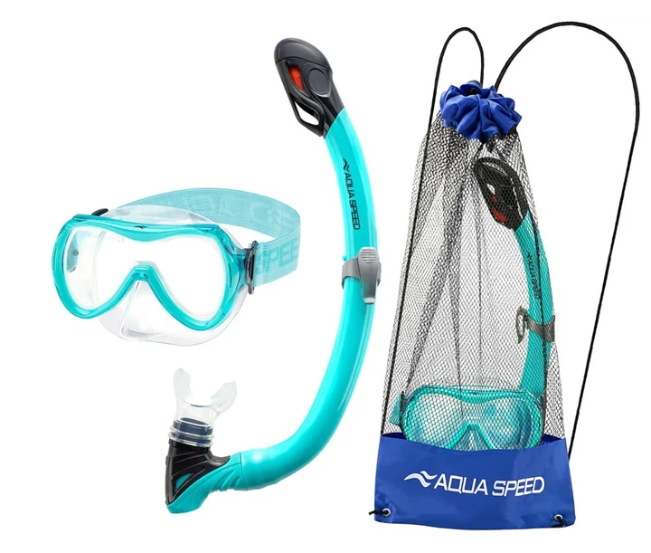 Набір маска трубка AQUA SPEED силікон OSFM бірюзовий - Фото 2 Набір маска трубка AQUA SPEED силікон OSFM бірюзовий - зображення 2