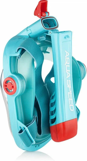 Повнолицьова маска AQUA SPEED силікон L бірюзова червона для дітей - зображення 4