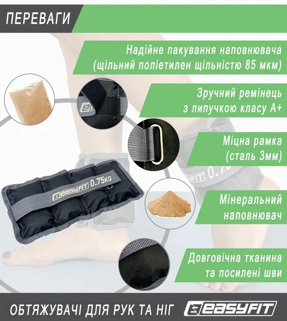 Утяжелители ProDobro Оксфорд 0,75 кг Черные - изображение 4