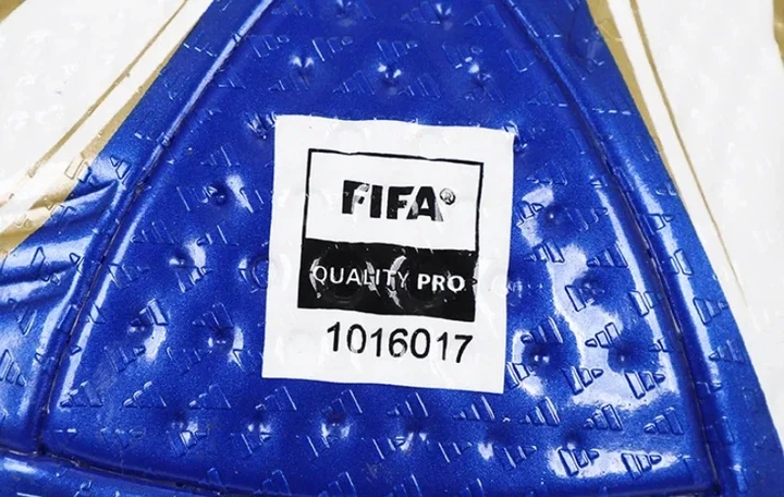 Футбольный мяч Adidas полиуретан №5 белый синий золотой - изображение 6